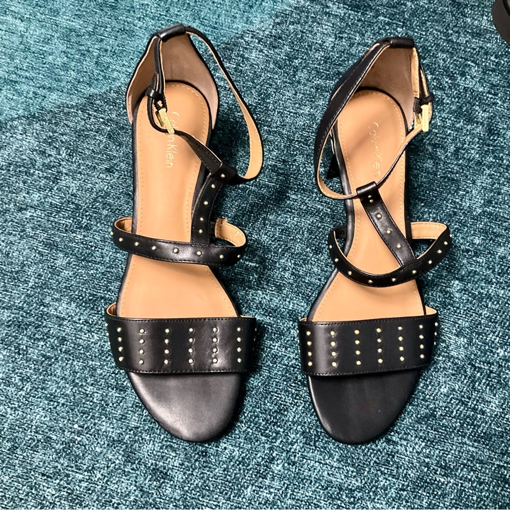 Calvin Klein Black Studded Sandals